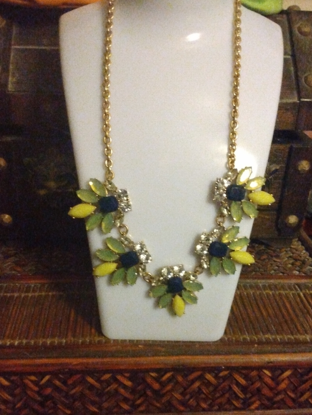 J. Crew Yellow, Green & Blue Floral Bib Necklace
